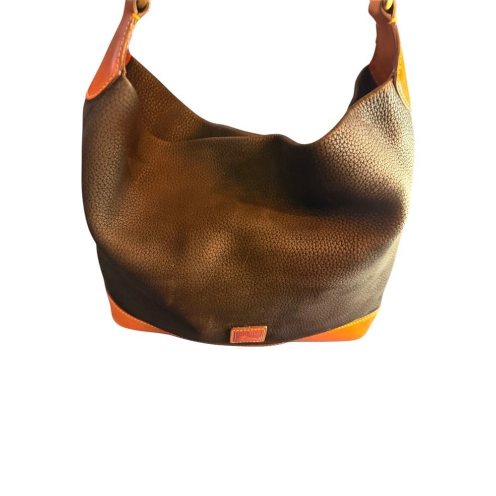 Dooney & Bourke Black Suede Hobo with Cognac Leather Trim